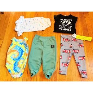 Baby Boy Clothing Lot 5pc Shein Carters Shark Tie Dye Fire Truck Pants 24M 68